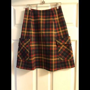 Vintage plaid A-line skirt